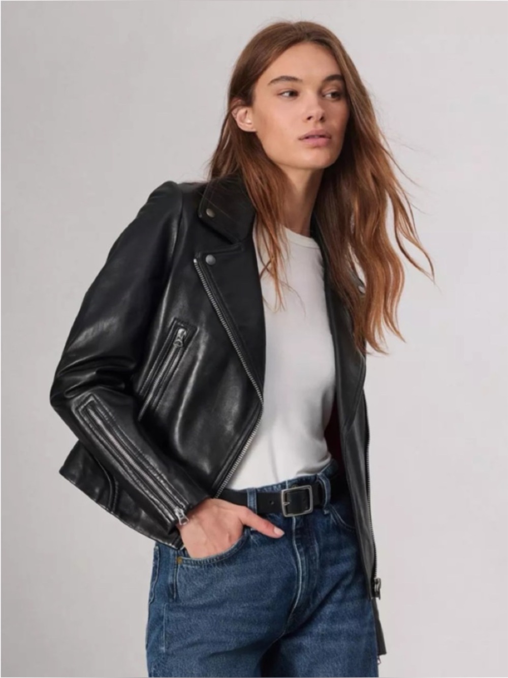 New w/ Tags Rag & Bone Black Leather Moto Jacket size Small